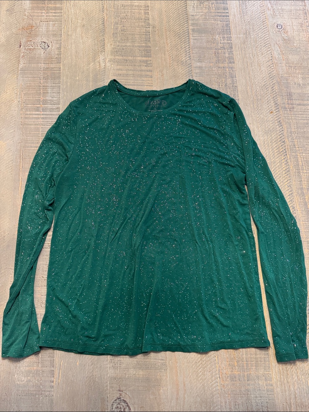 Hybrid Apparel Forest Green Tee with Subtle Sparkle